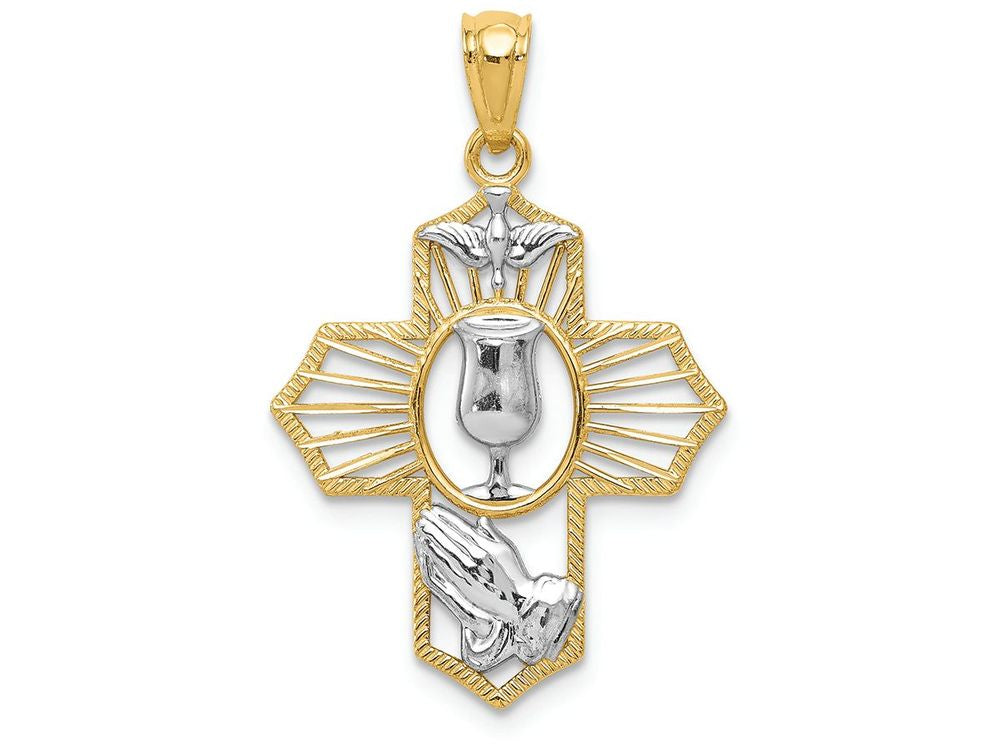 FJC Finejewelers 14k Yellow Gold with with Rhodium Cross Charm