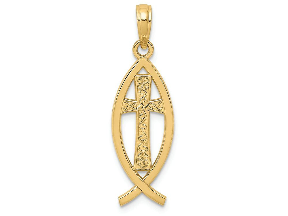 FJC Finejewelers 14k Yellow Gold Ichthus Fish Charm