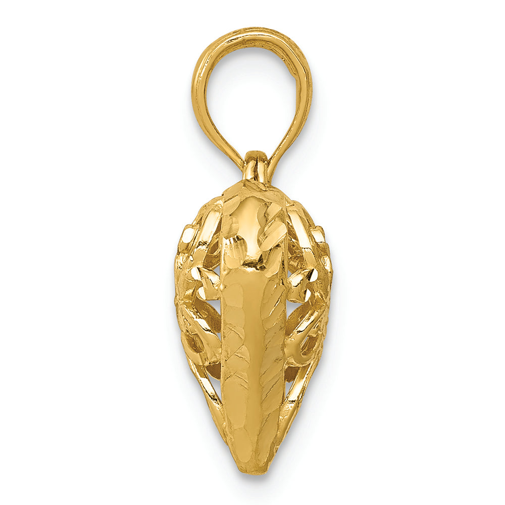 FJC Finejewelers 14k Yellow Gold Bright Cut Open Filgree Fleur-de-lis Heart Charm (small)