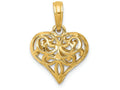 FJC Finejewelers 14k Yellow Gold Bright Cut Open Filgree Fleur-de-lis Heart Charm (small)