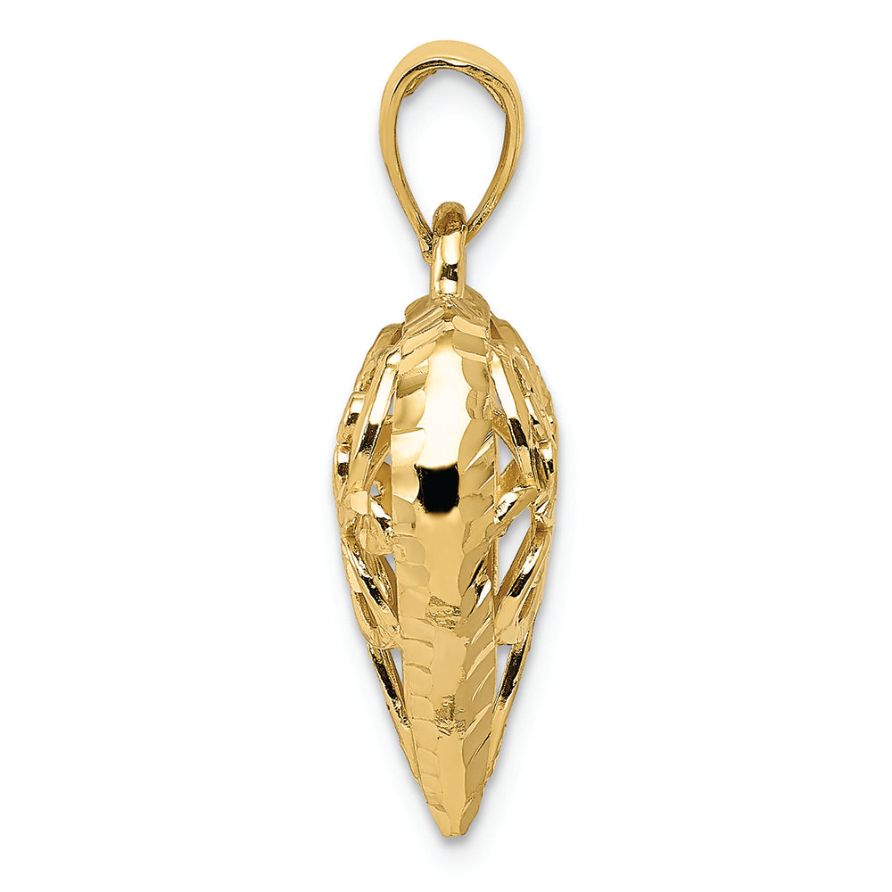 FJC Finejewelers 14k Yellow Gold Bright Cut Open Filgree Fleur-de-lis Heart Charm (large)
