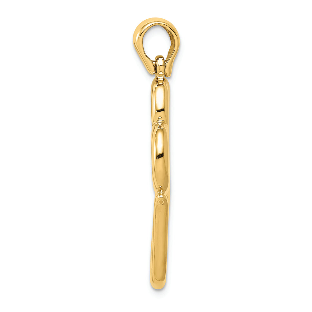 FJC Finejewelers 14k Yellow Gold 3d Solid Double Hanging Hearts Charm