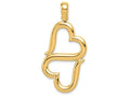 FJC Finejewelers 14k Yellow Gold 3d Solid Double Hanging Hearts Charm