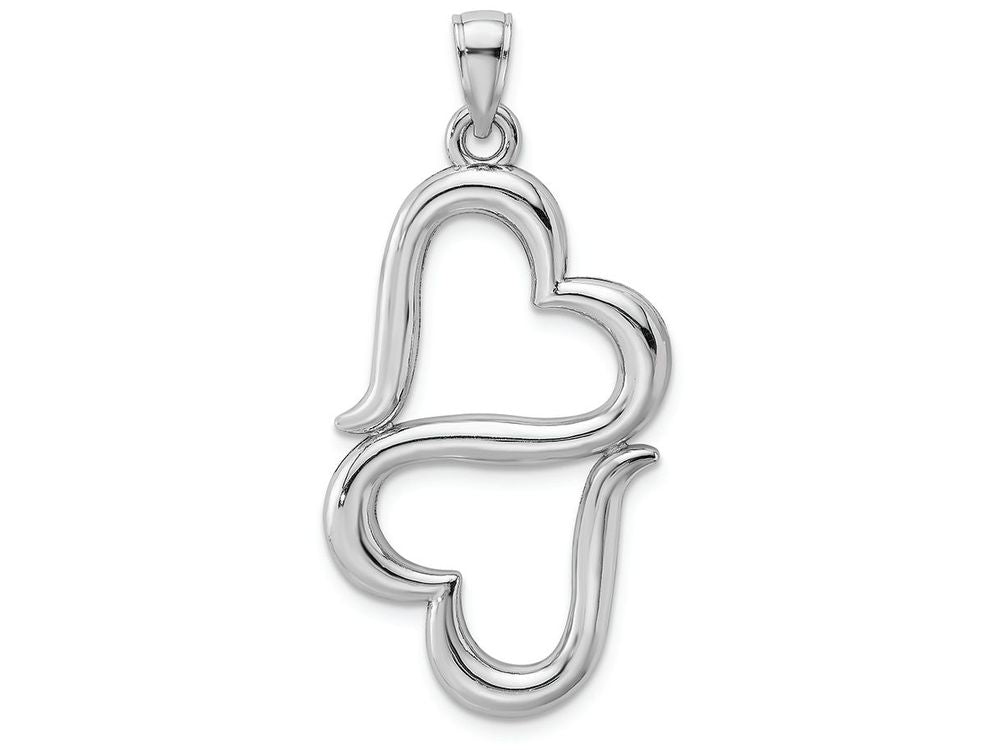 FJC Finejewelers 14k White Gold White Double Heartscontemporarystyle Charm