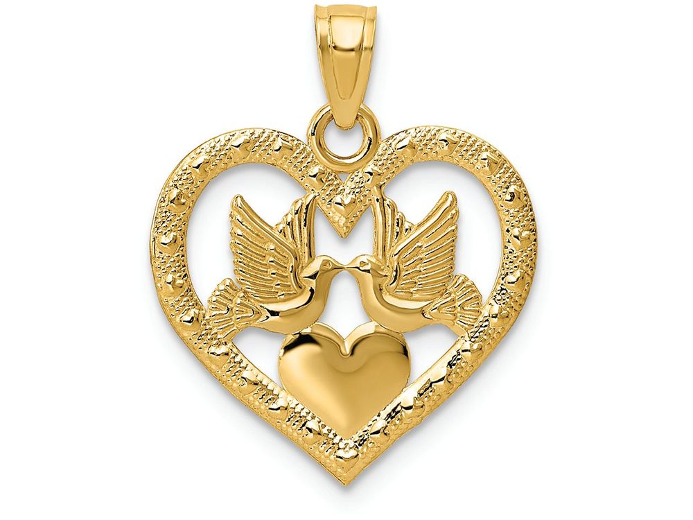 FJC Finejewelers 14k Yellow Gold Two Doves In Heart Charm