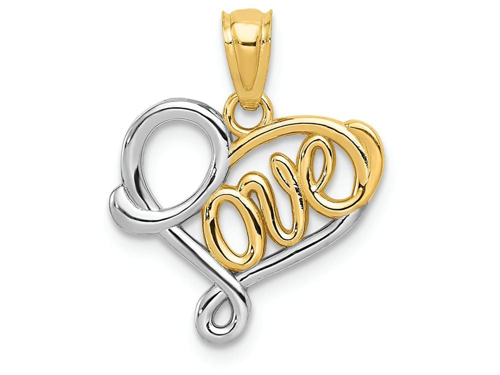 FJC Finejewelers 14k Yellow Gold with Rhodium Love Charm