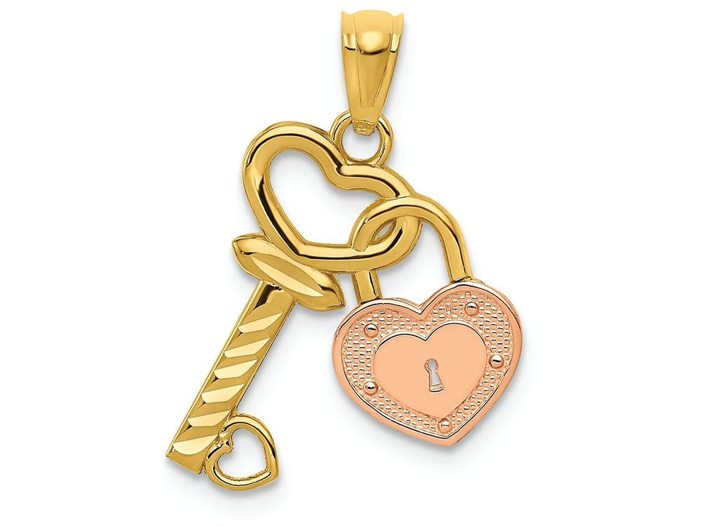 FJC Finejewelers 14k Two-tone Gold Heart Lock Key Charm