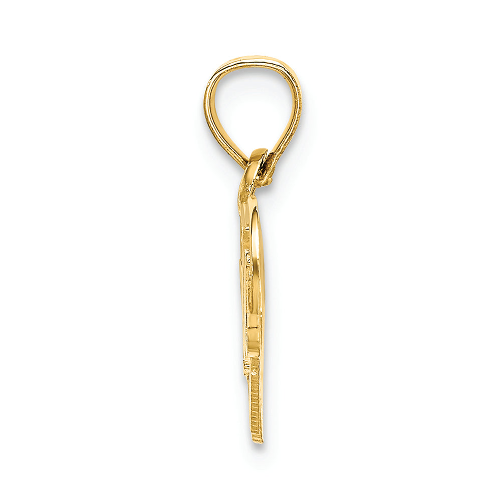 FJC Finejewelers 14k Yellow Gold Polished Textured I Love You Double Heart Charm