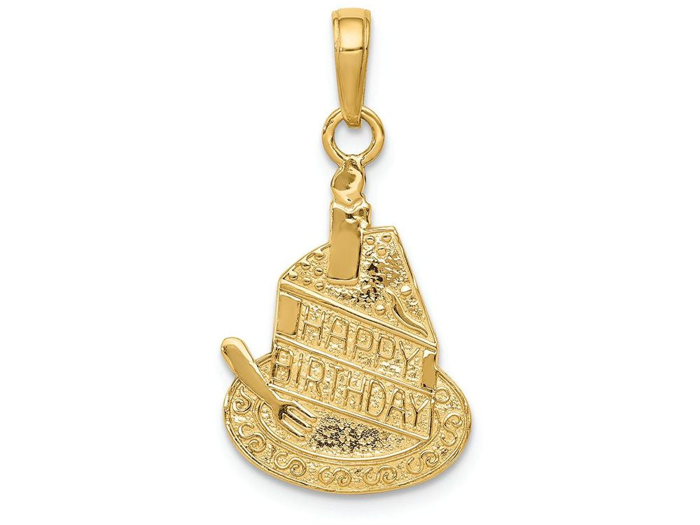 FJC Finejewelers 14k Yellow Gold Slice Of Cake with Candle Happy Birthday Charm