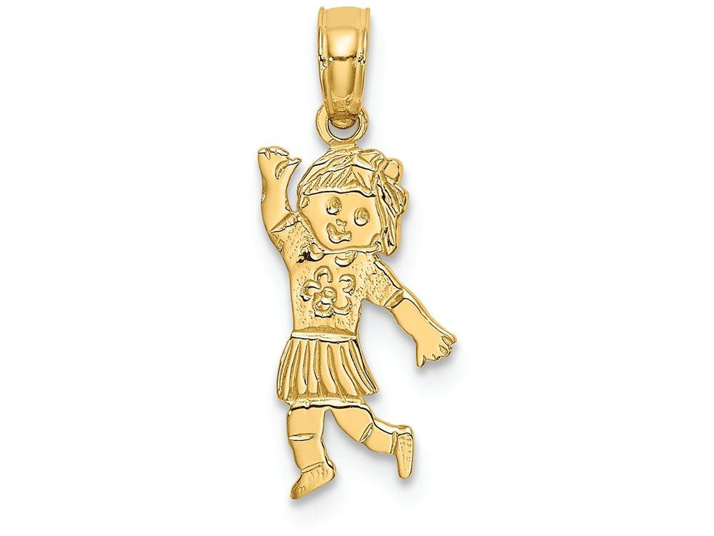 FJC Finejewelers 14k Yellow Gold Girl Waving with Flower On Blouse Charm
