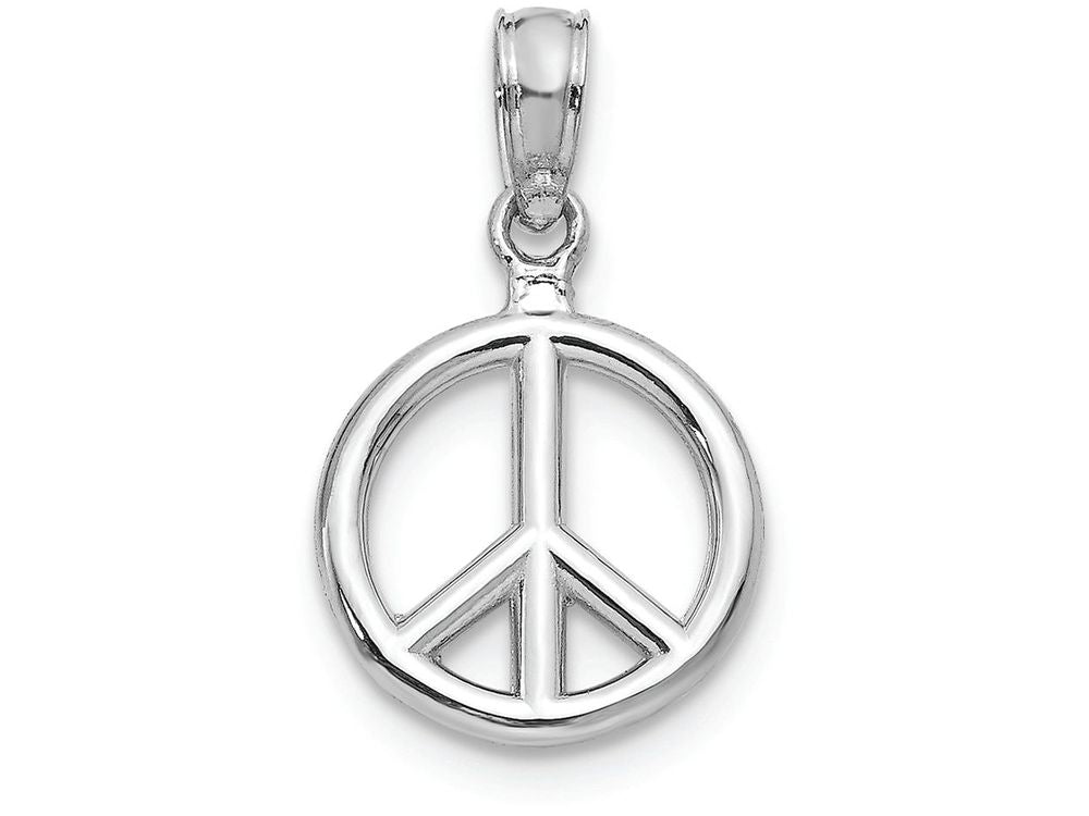 FJC Finejewelers 14k White Gold White 3d Peace Symbol Charm