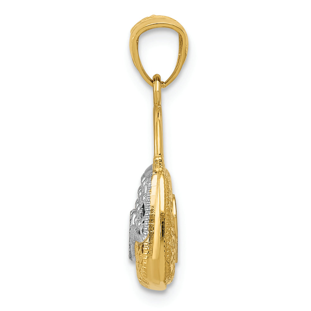 FJC Finejewelers 14k Yellow Gold with Rhodium Reversible Heart Handbag Charm
