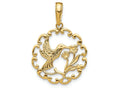 FJC Finejewelers 14k Yellow Gold Hummingbird with Flower In Frame Charm
