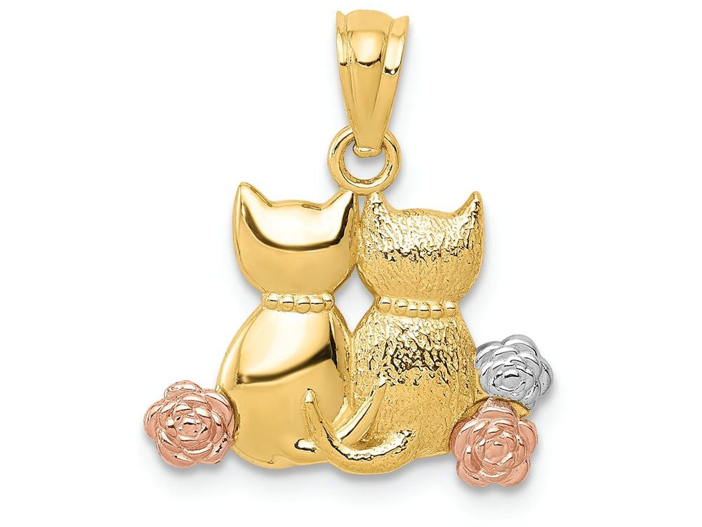 FJC Finejewelers 14k Two-tone Gold with Rhodium Cats Charm