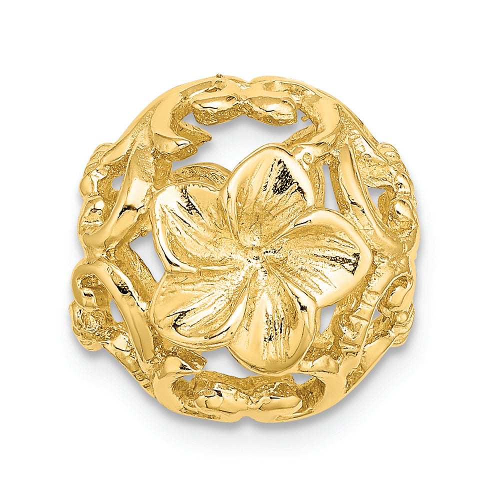FJC Finejewelers 14k Yellow Gold 3d Cut-out Flower Barrel Slide Charm