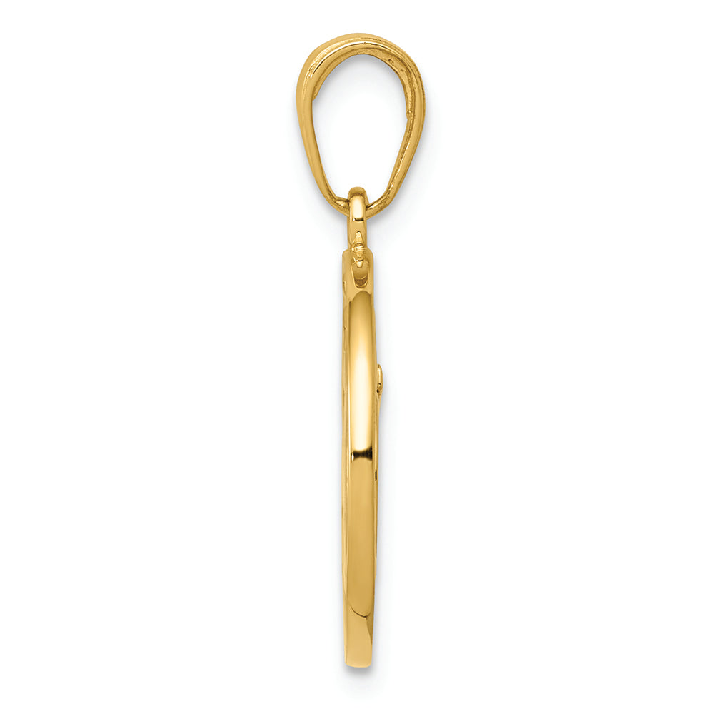 FJC Finejewelers 14k Yellow Gold Cut-out Round Frame Yoga Om Symbol Charm