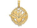 FJC Finejewelers 14k Yellow Gold Bowling Story In Leaf Circle Charm