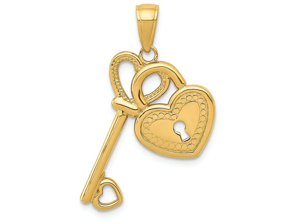 FJC Finejewelers 14k Yellow Gold Heart Key Lock Charm