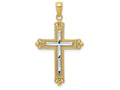FJC Finejewelers 14k Yellow Gold with Rhodium Bright Cut Cross Charm