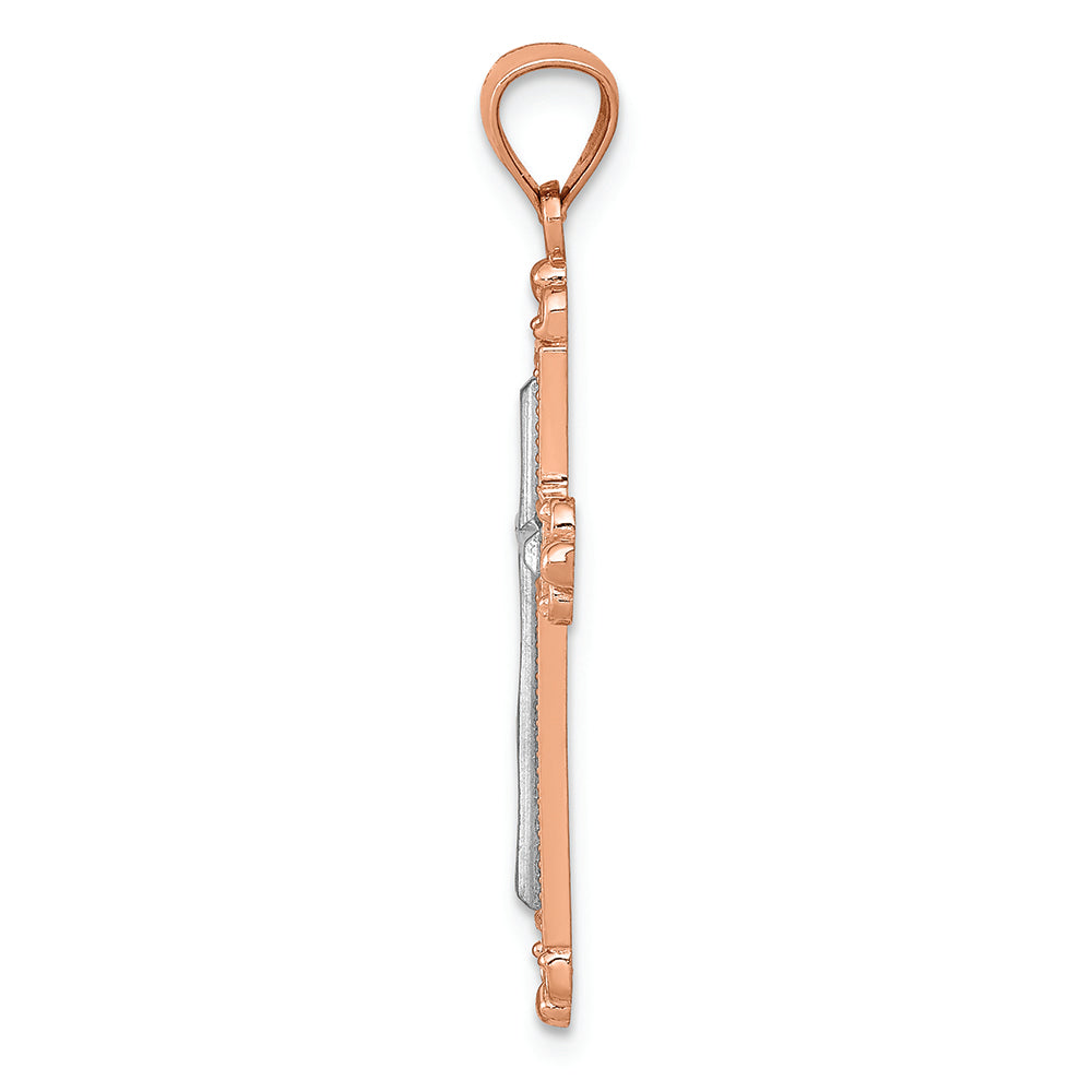 FJC Finejewelers 14k Rose Gold with Rhodium Plated Bright Cut Cross Charm