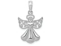 FJC Finejewelers 14k White Gold White Angel with Filigree Wings Holding A Heart Charm