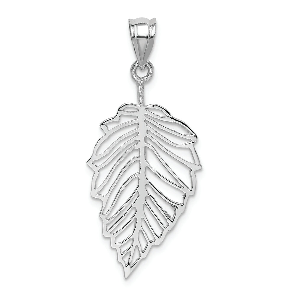 FJC Finejewelers 14k White Gold Polished Leaf Charm