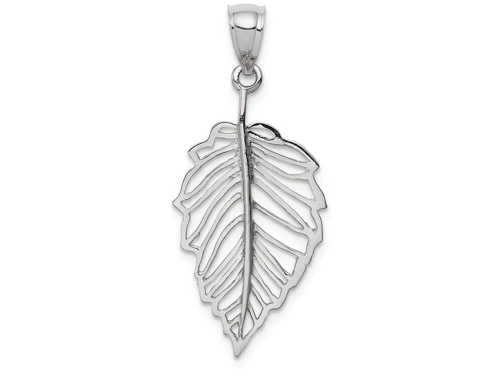 FJC Finejewelers 14k White Gold Polished Leaf Charm