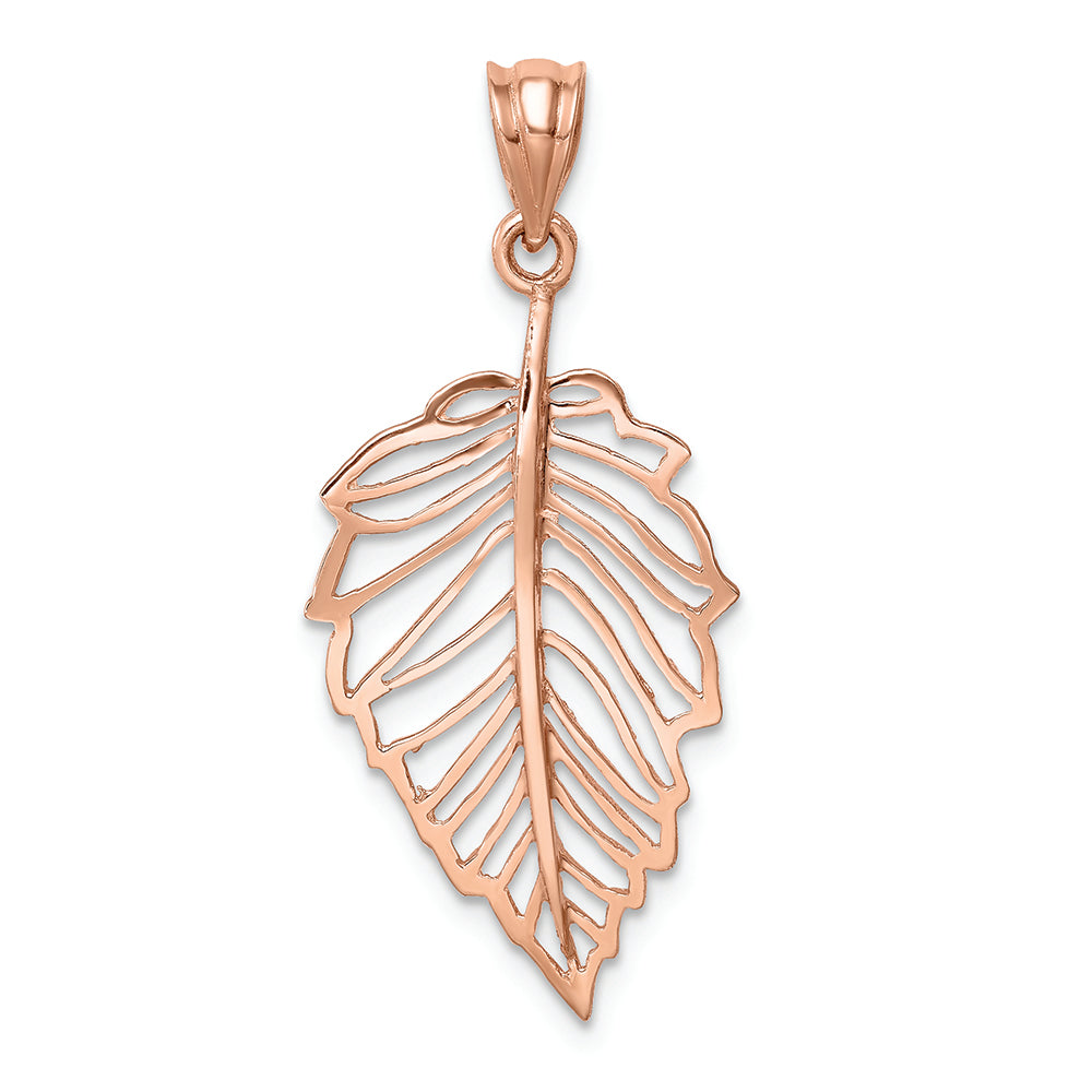 FJC Finejewelers 14k Rose Gold Polished Leaf Charm