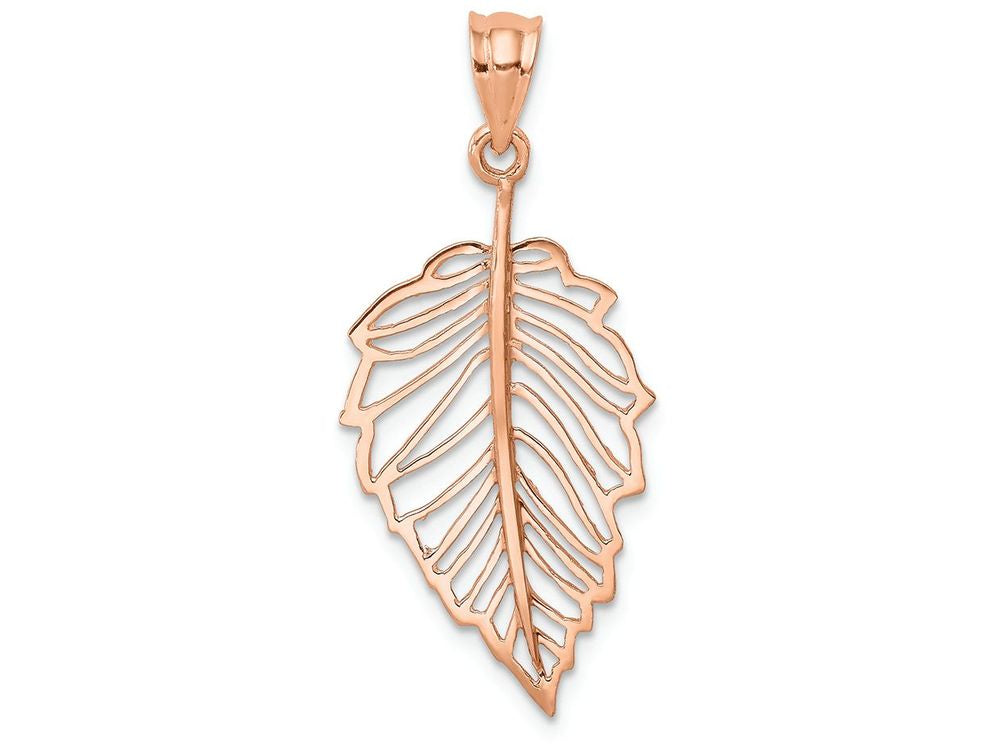 FJC Finejewelers 14k Rose Gold Polished Leaf Charm