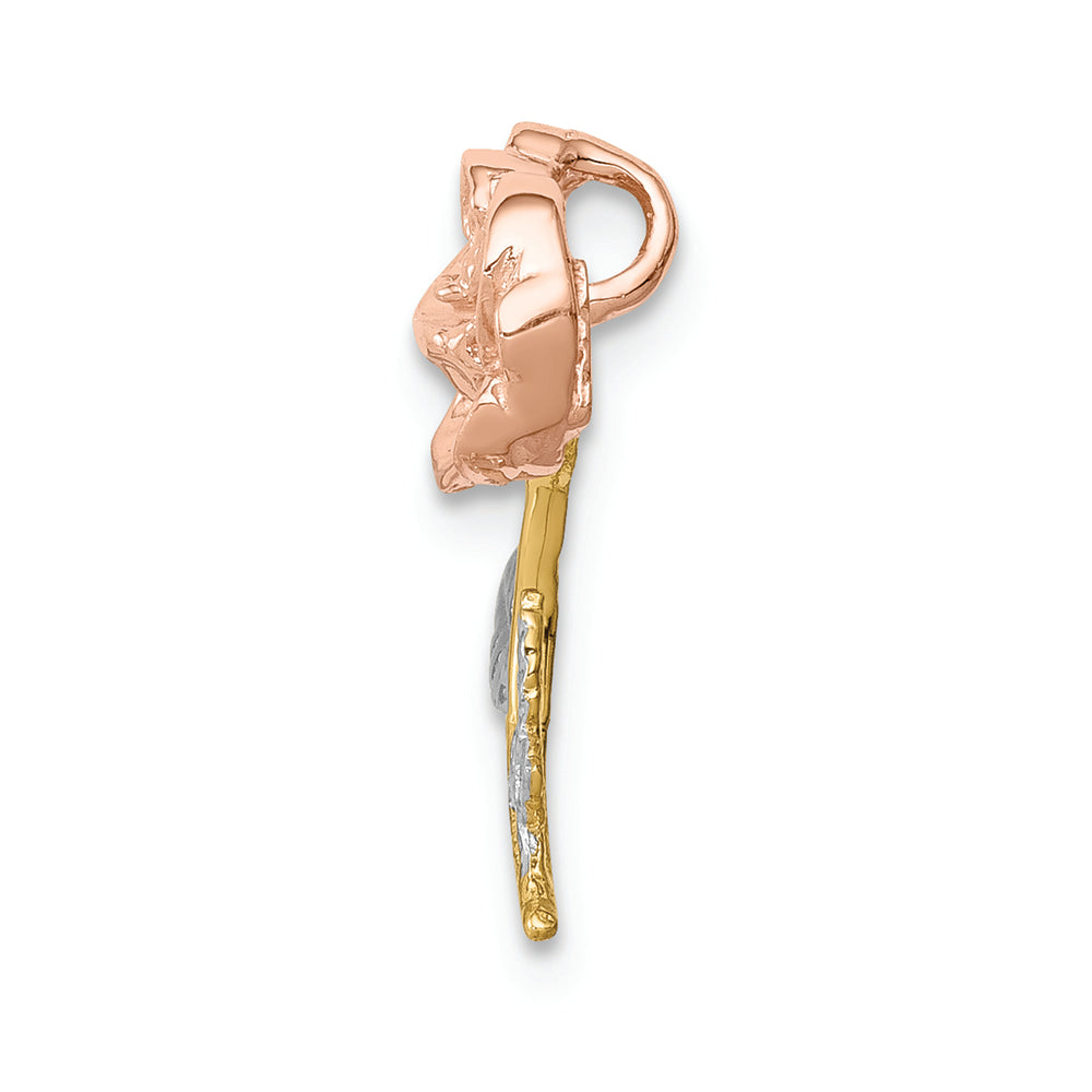 FJC Finejewelers 14k Two-tone Gold White with Rhodium Polished Rose Chain Slide Charm