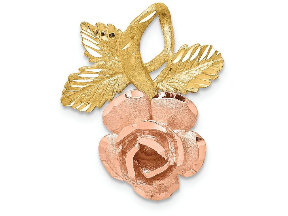 FJC Finejewelers 14k Two-tone Gold Rose Slide Charm
