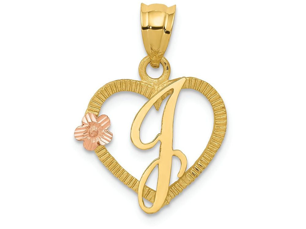 FJC Finejewelers 14 kt Two Tone Gold Initial J In Heart Charm