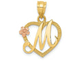 FJC Finejewelers 14 kt Two Tone Gold Initial M In Heart Charm