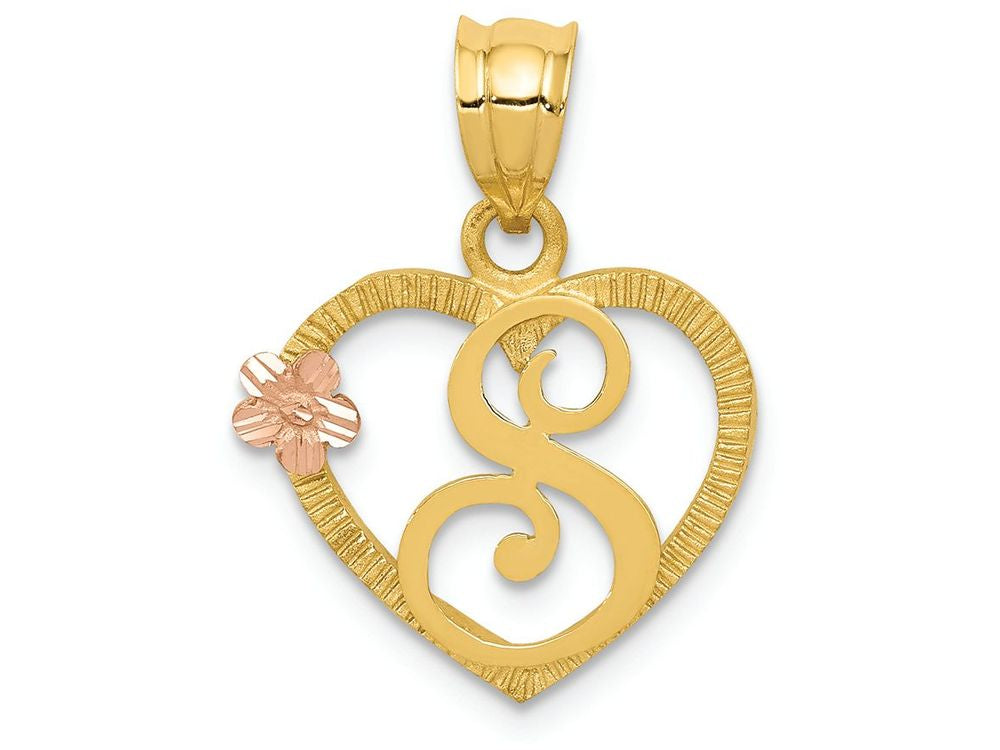FJC Finejewelers 14 kt Two Tone Gold Initial S In Heart Charm
