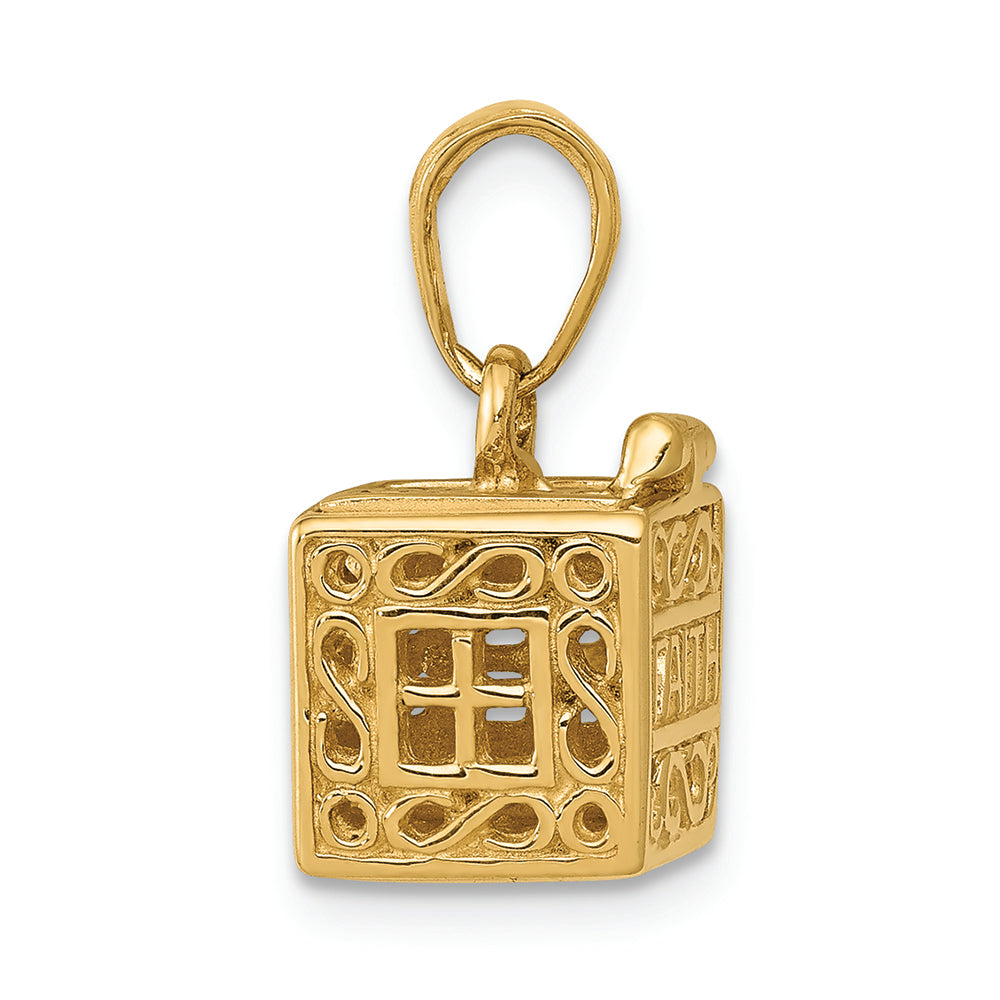 FJC Finejewelers 14k Yellow Gold Faith Hope Prayer Box Charm