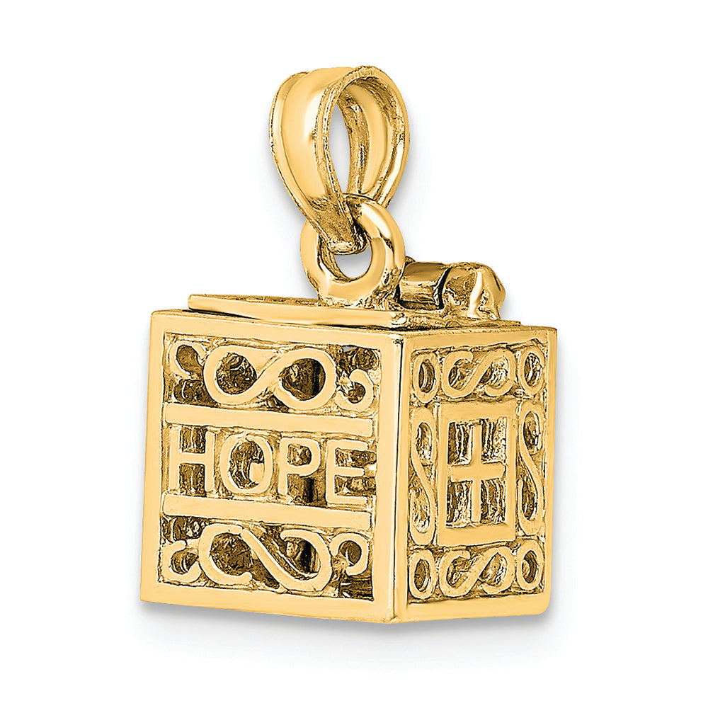 FJC Finejewelers 14k Yellow Gold Faith Hope Prayer Box Charm