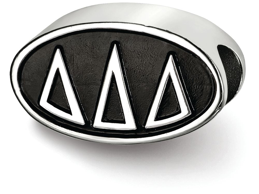 LogoArt Sterling Silver 15.25mm Delta Delta Delta Oval Letters Bead Charm