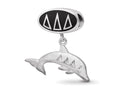 LogoArt Sterling Silver Delta Delta Delta Oval With Dolphin Dangle Bead Charm