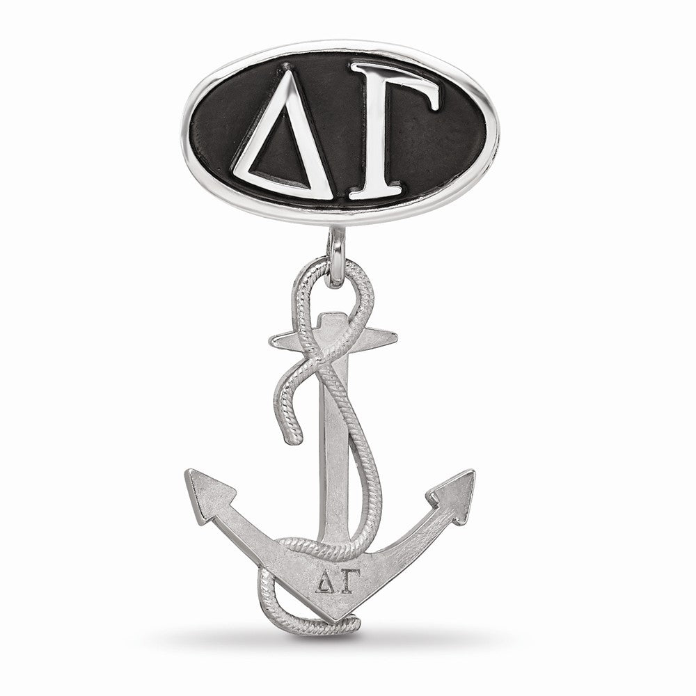 LogoArt Sterling Silver Delta Gamma Oval Bead Charm With Anchor Dangle Bead Charm