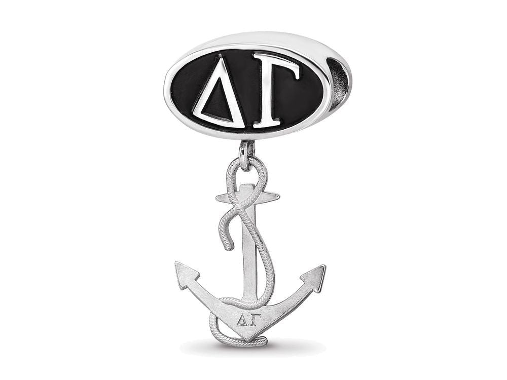LogoArt Sterling Silver Delta Gamma Oval Bead Charm With Anchor Dangle Bead Charm