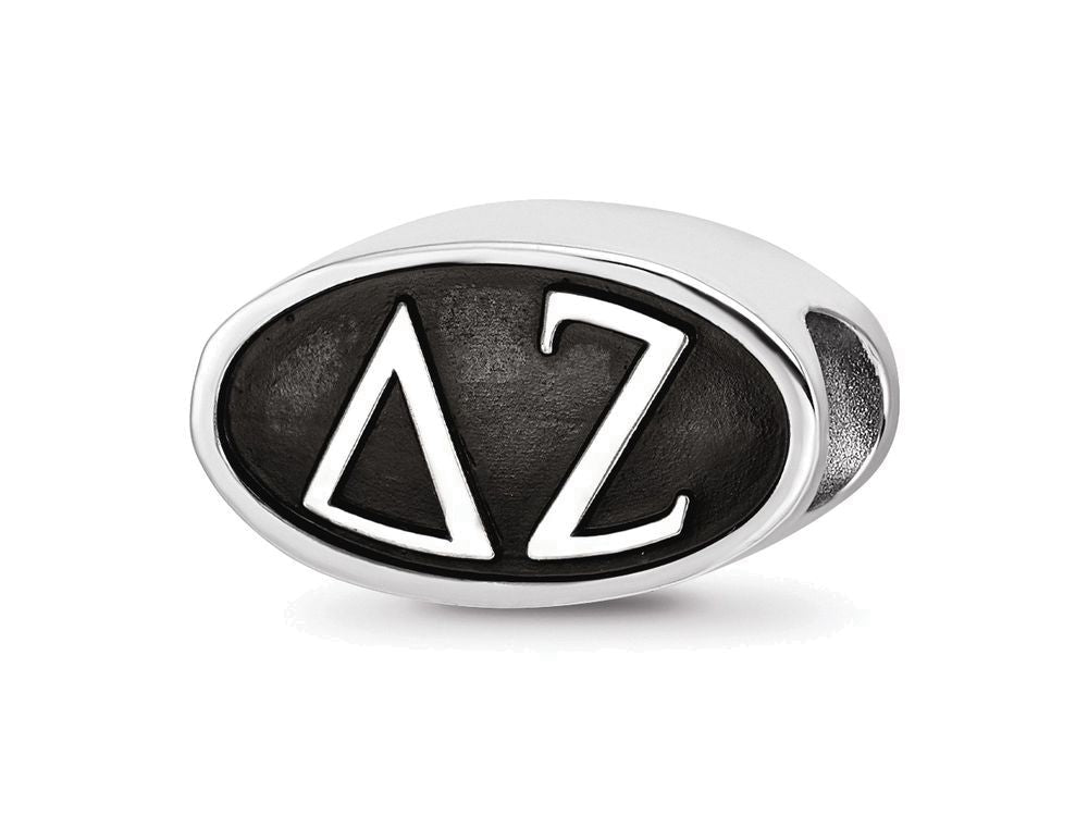 LogoArt Sterling Silver 12.25mm Delta Zeta Oval Letters Bead Charm