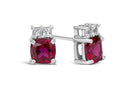 FJC Finejewelers 10k White Gold 6mm Cushion-Cut Created Ruby with White Topaz Earrings