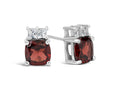 FJC Finejewelers 10k White Gold 6mm Cushion-Cut Garnet with White Topaz Earrings