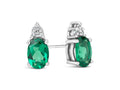 FJC Finejewelers 10k White Gold 7x5mm Oval Created Emerald with White Topaz Earrings