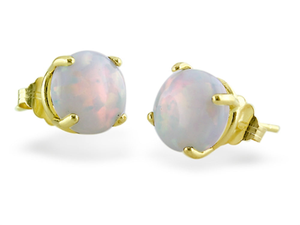 FJC Finejewelers 14k Yellow Gold 8mm Round Opal Stud Earrings