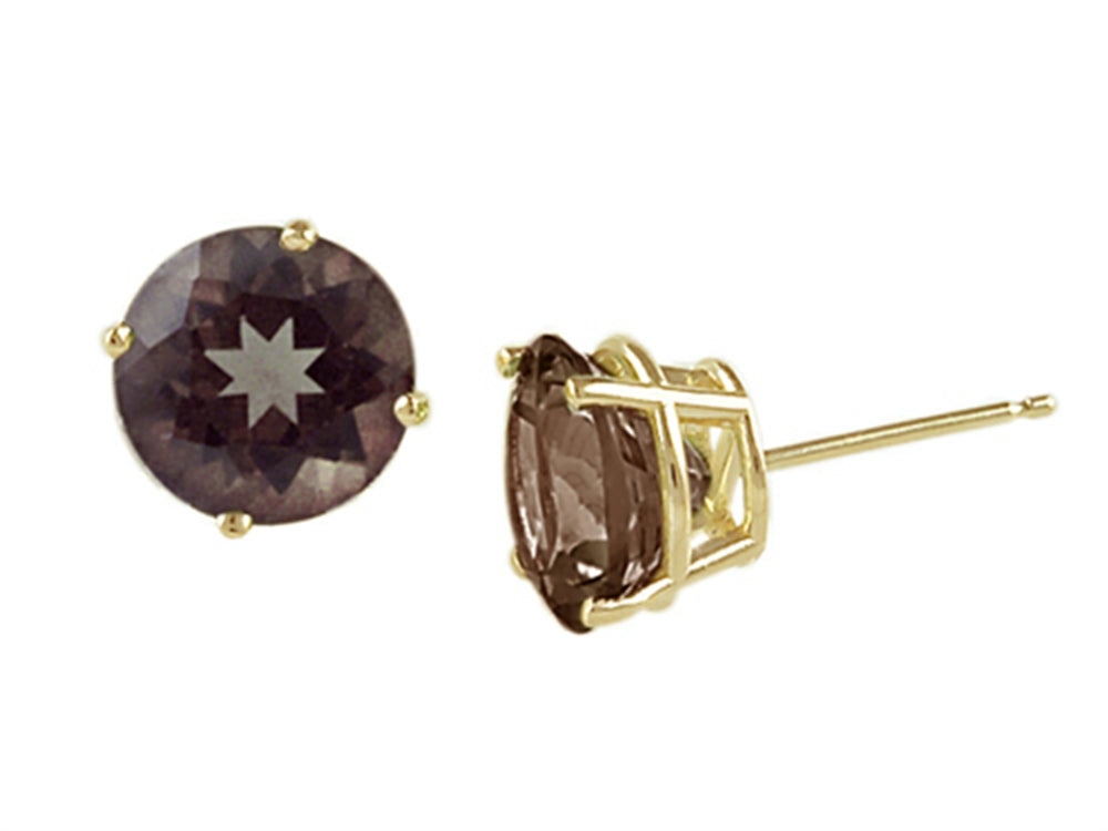 FJC Finejewelers 14k Yellow Gold 8mm Round Smoky Quartz Stud Earrings