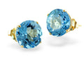 FJC Finejewelers 14k Yellow Gold 8mm Round Swiss Blue Topaz Stud Earrings