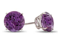 FJC Finejewelers 10k White Gold 7mm Round Amethyst Post-With-Friction-Back Stud Earrings