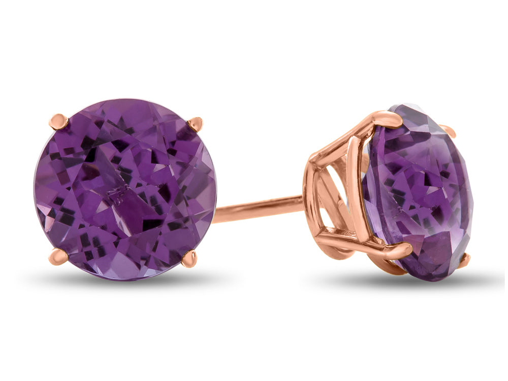 FJC Finejewelers 14k Rose Gold 7mm Round Amethyst Post-With-Friction-Back Stud Earrings