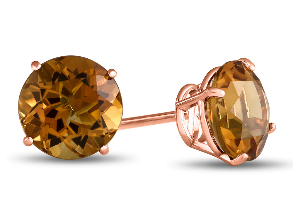FJC Finejewelers 10k Rose Gold 7mm Round Citrine Post-With-Friction-Back Stud Earrings